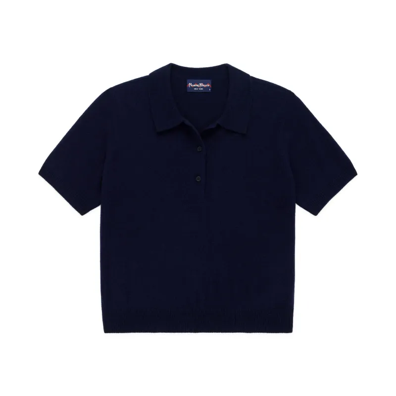 Women's Cashmere Sweater Polo Classic Navy sold by Rowing Blazers