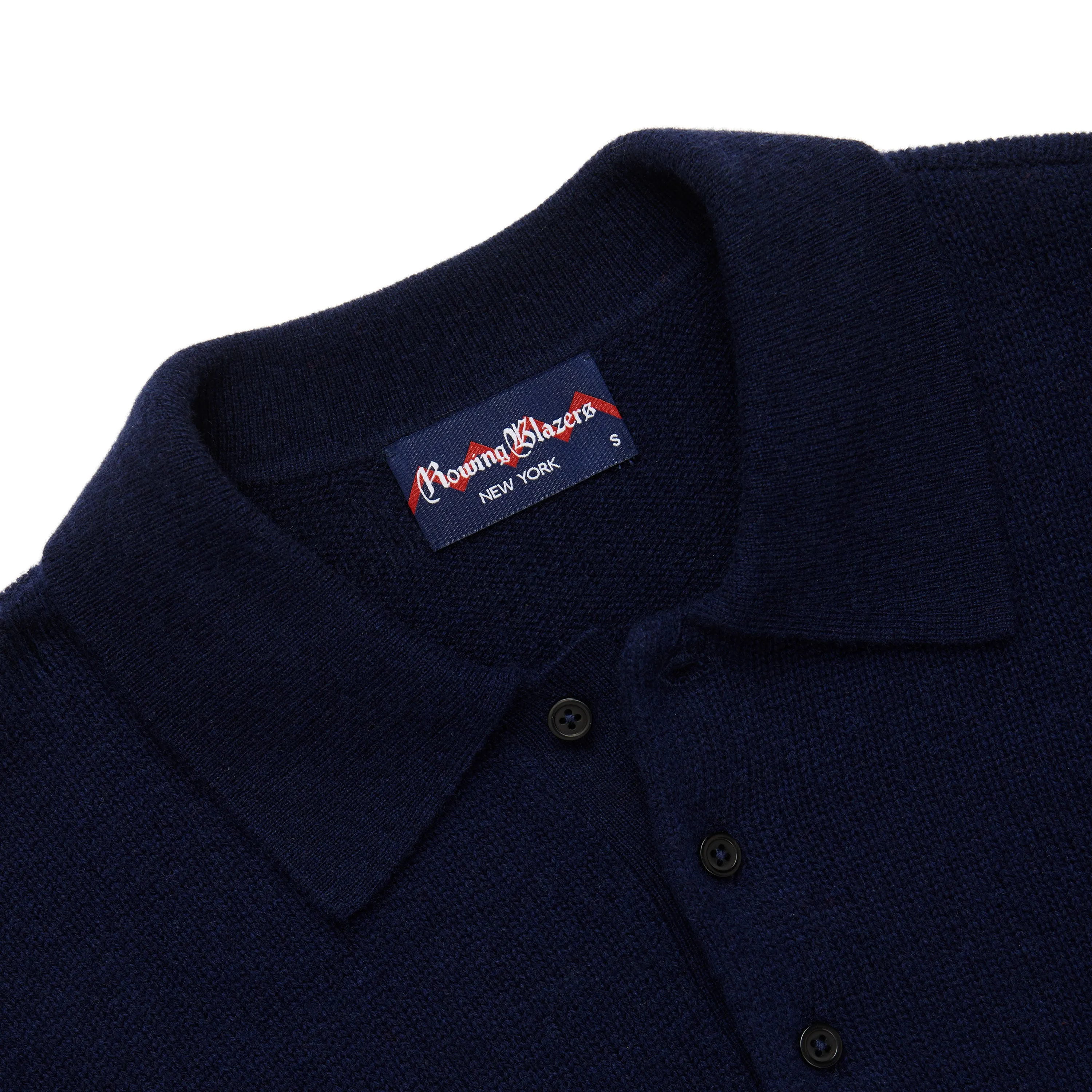 Men's Cashmere Long Sleeve Sweater Polo Navy sold by Rowing Blazers product image thumbnail 4