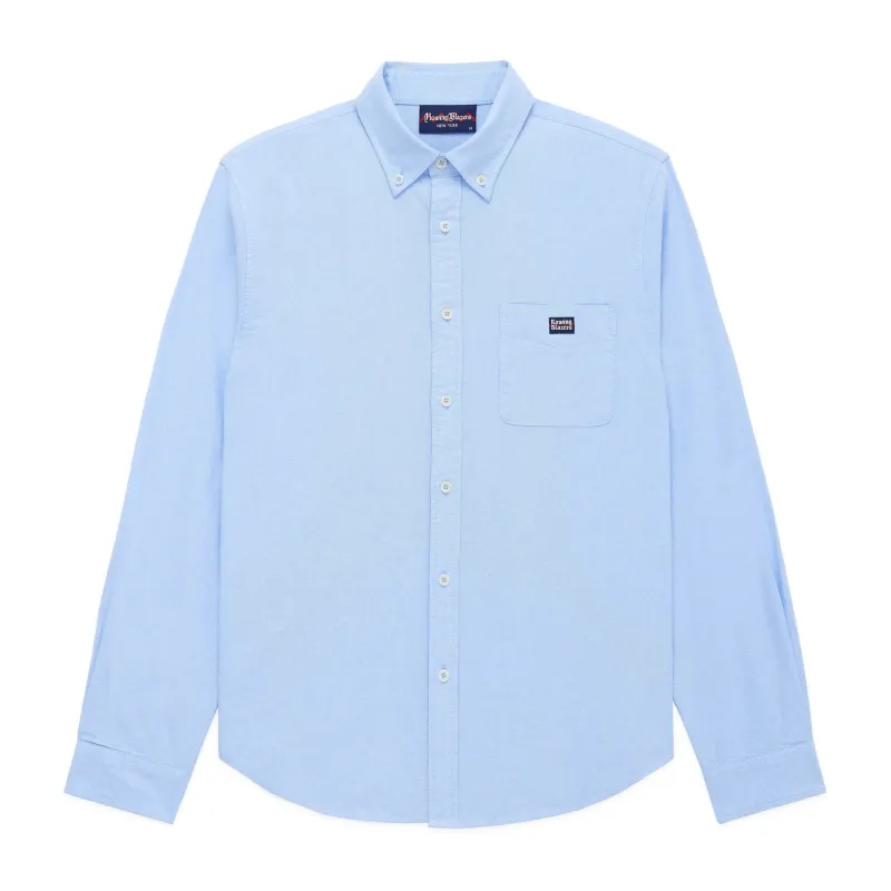 Men's Classic Solid Cotton Oxford Shirt Oxford Blue made by Rowing Blazers