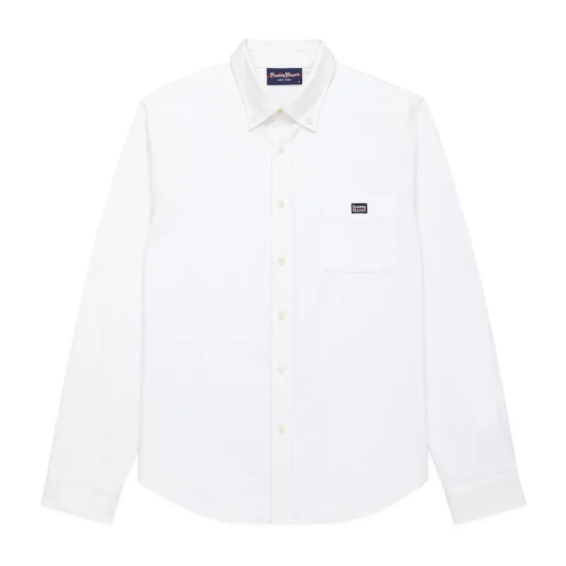 Men's Classic Solid Cotton Oxford Shirt White made by Rowing Blazers