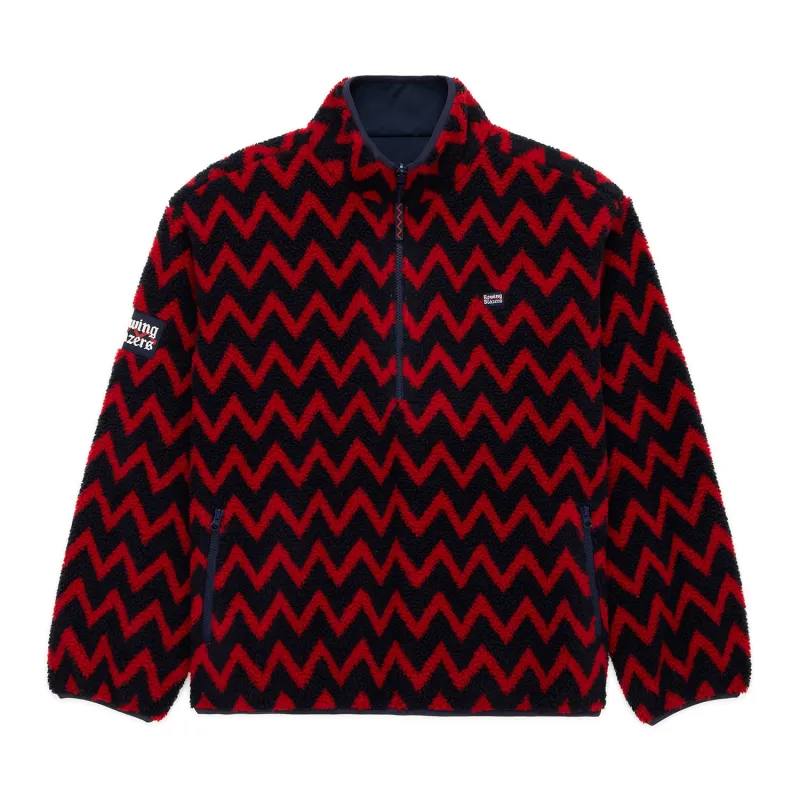 Men's Solid Reversible Sherpa Half Zip Navy made by Rowing Blazers