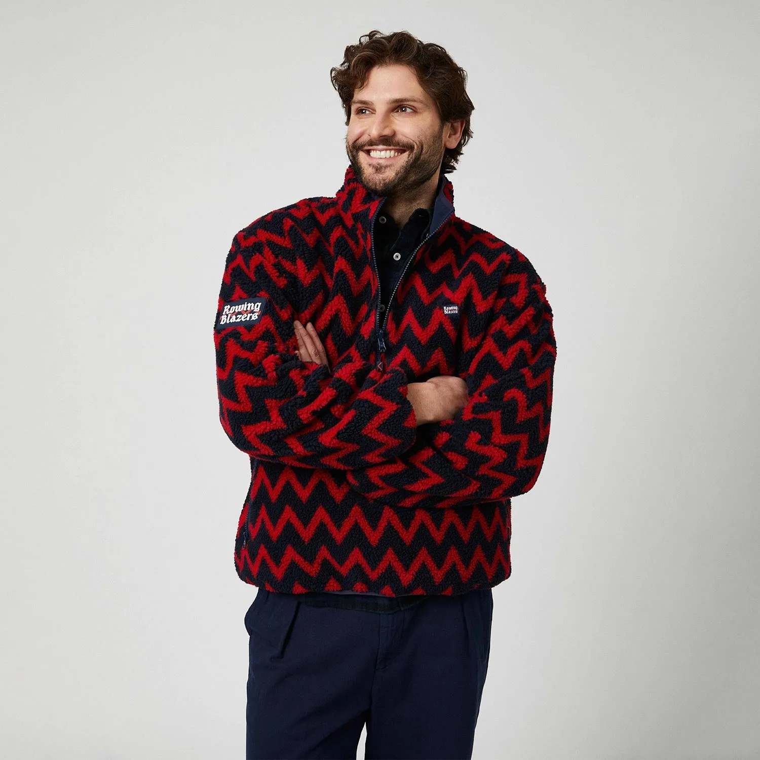 Men's Solid Reversible Sherpa Half Zip Navy sold by Rowing Blazers product image thumbnail 2