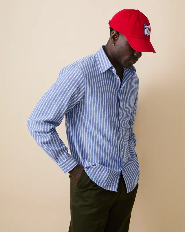 Men's Novelty Striped Shirt Blue made by Rowing Blazers