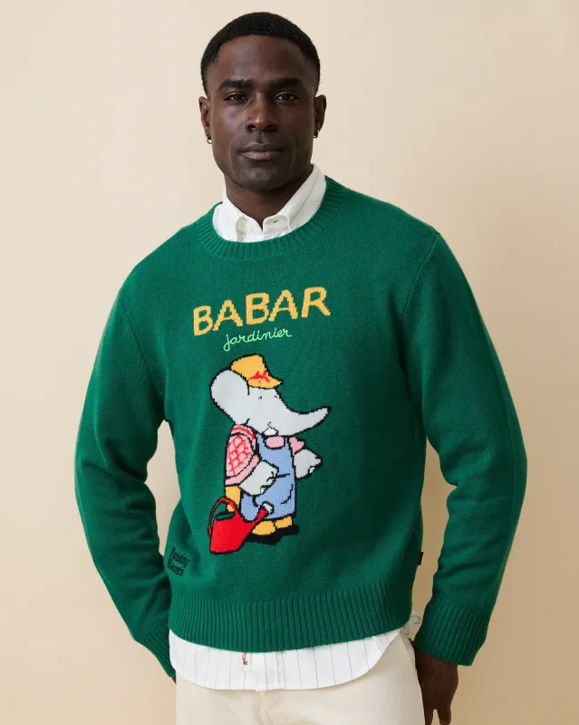 Babar Jardinier Cashmere Sweater Green made by Rowing Blazers