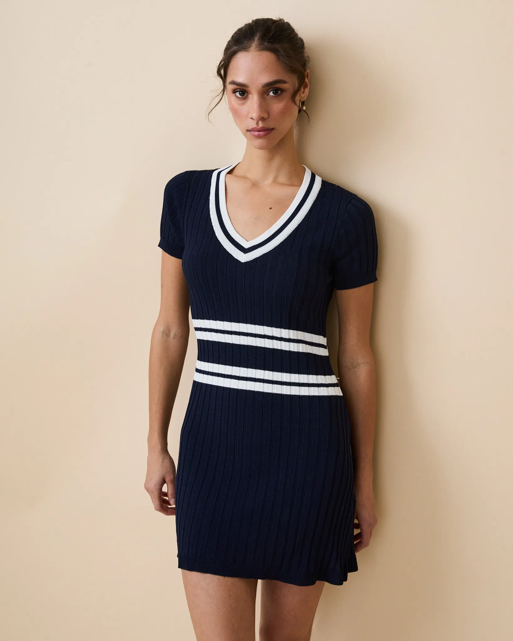 Women's Knit Pleated Dress Navy sold by Rowing Blazers