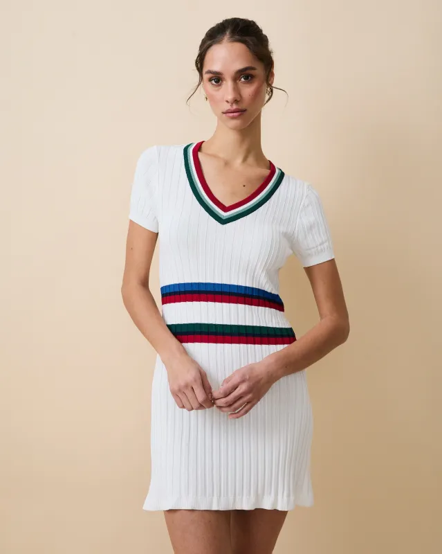 Women's Knit Pleated Dress White sold by Rowing Blazers