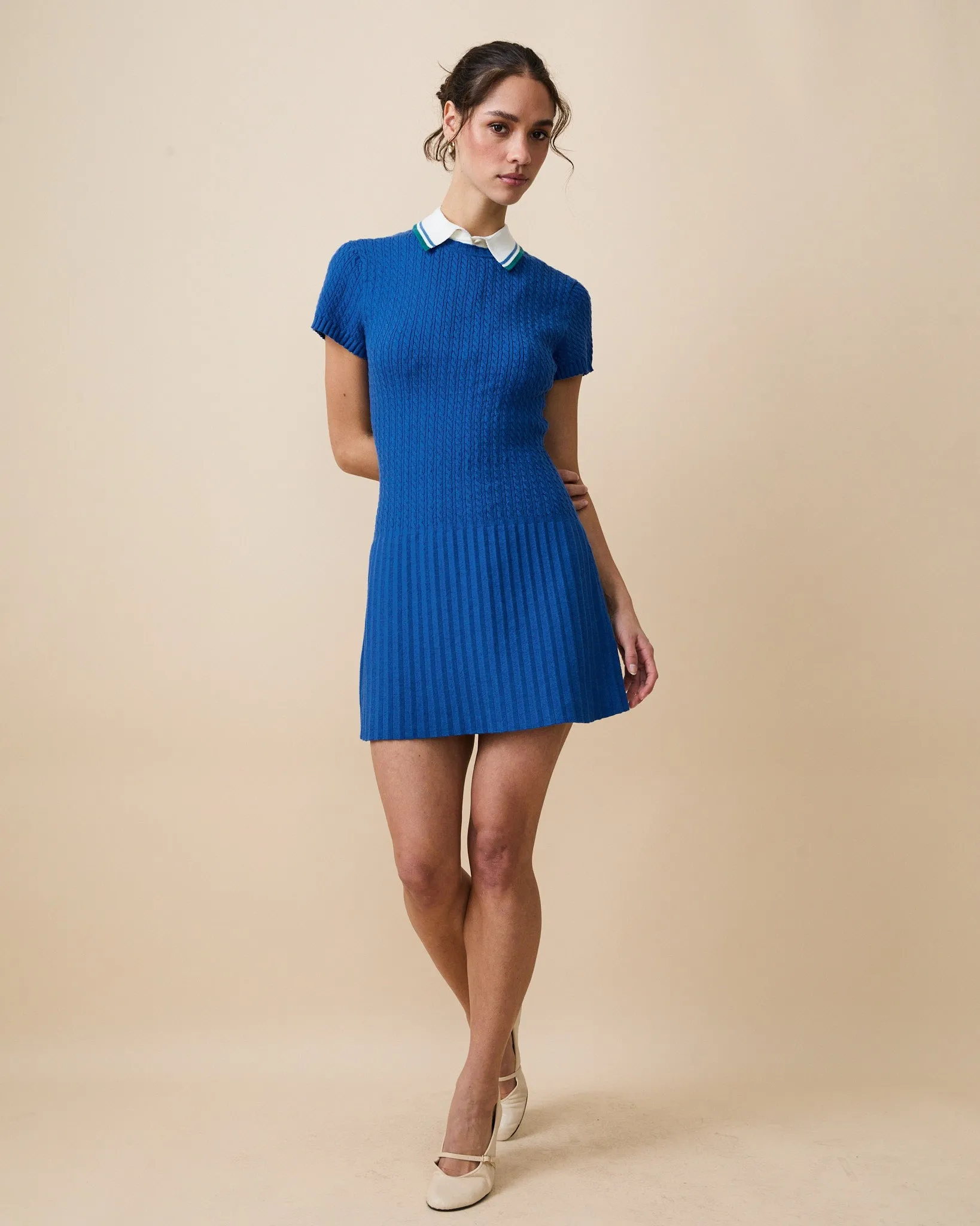 Women's Cotton Cable Knit Pleated Dress Blue sold by Rowing Blazers product image thumbnail 5