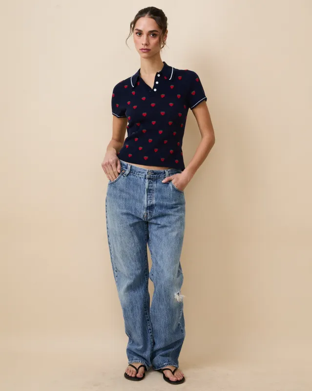 Women's Sweater Polo Navy sold by Rowing Blazers