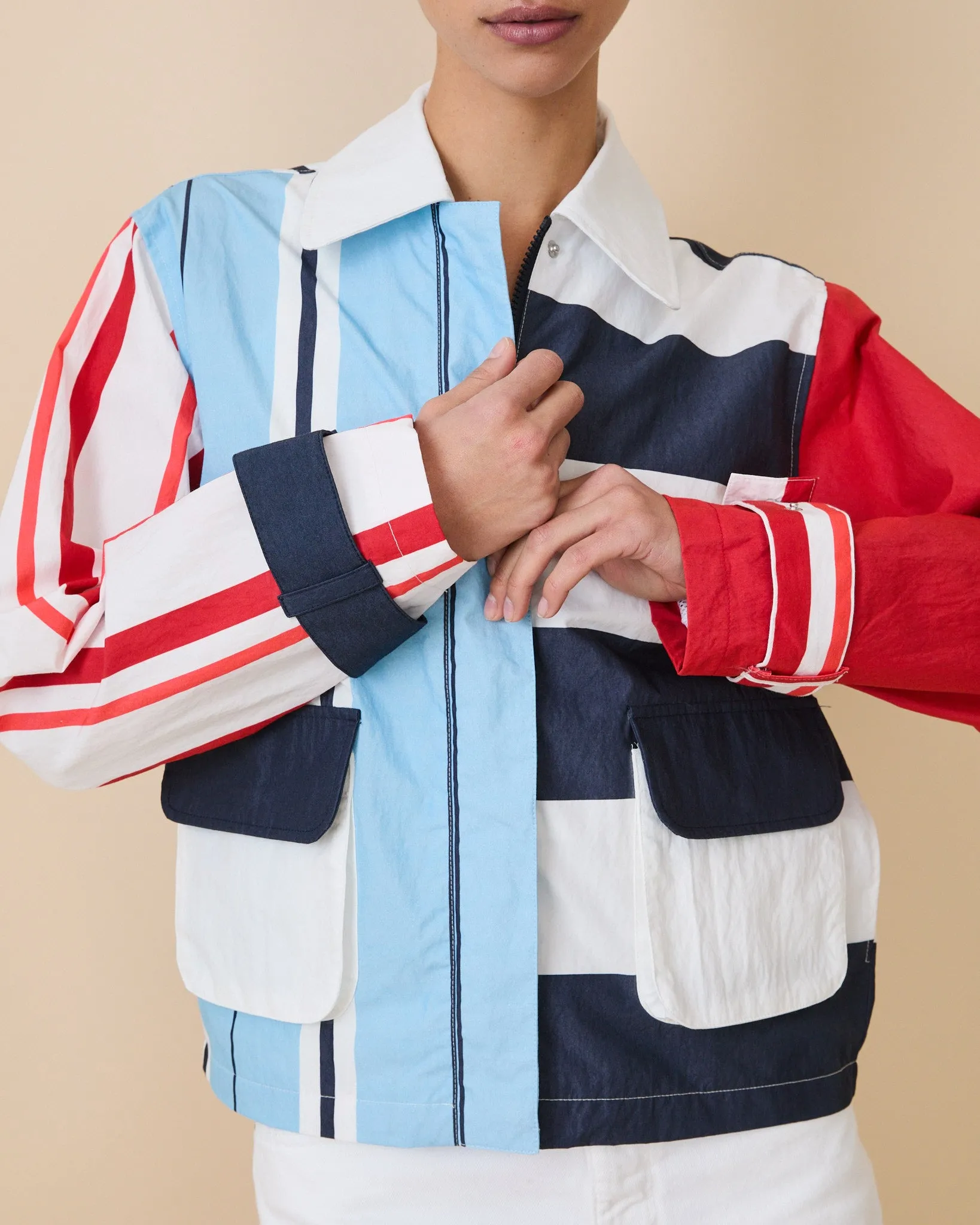 Women's Blocked Nylon Utility Jacket Blue Multi sold by Rowing Blazers product image thumbnail 2