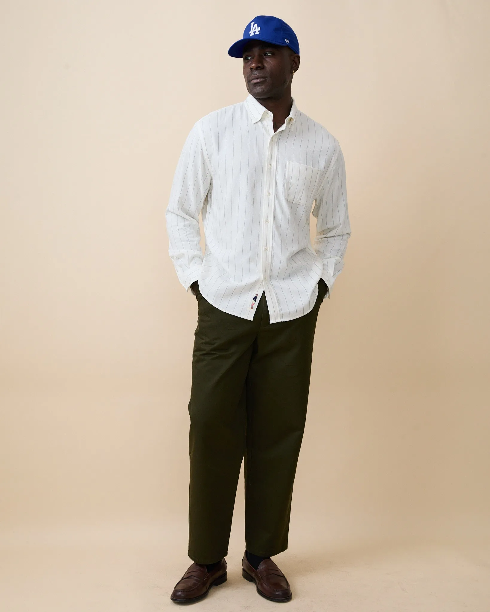 Men's Linen Oversized Shirt Cream Stripe sold by Rowing Blazers product image thumbnail 3