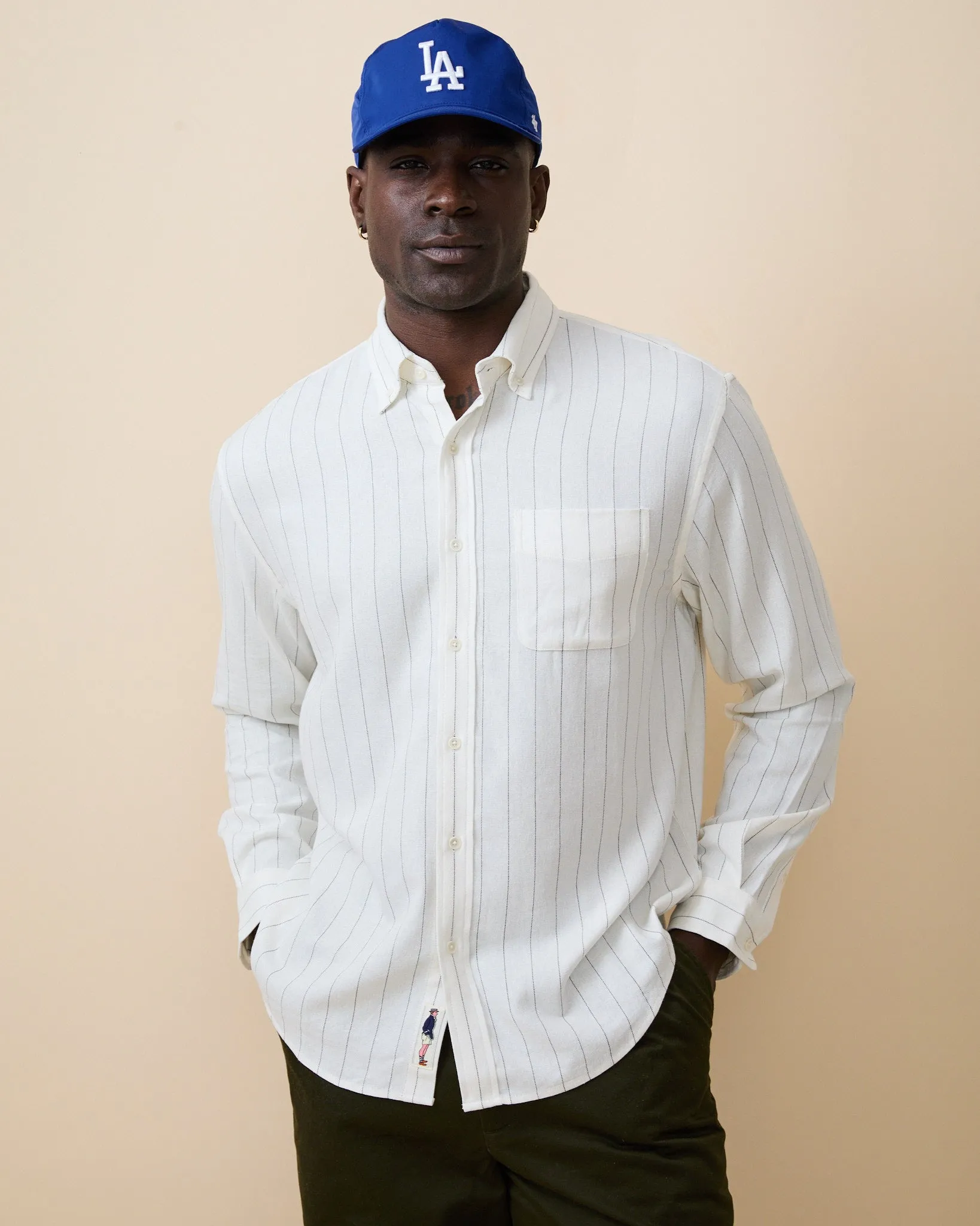 Men's Linen Oversized Shirt Cream Stripe sold by Rowing Blazers product image thumbnail 2