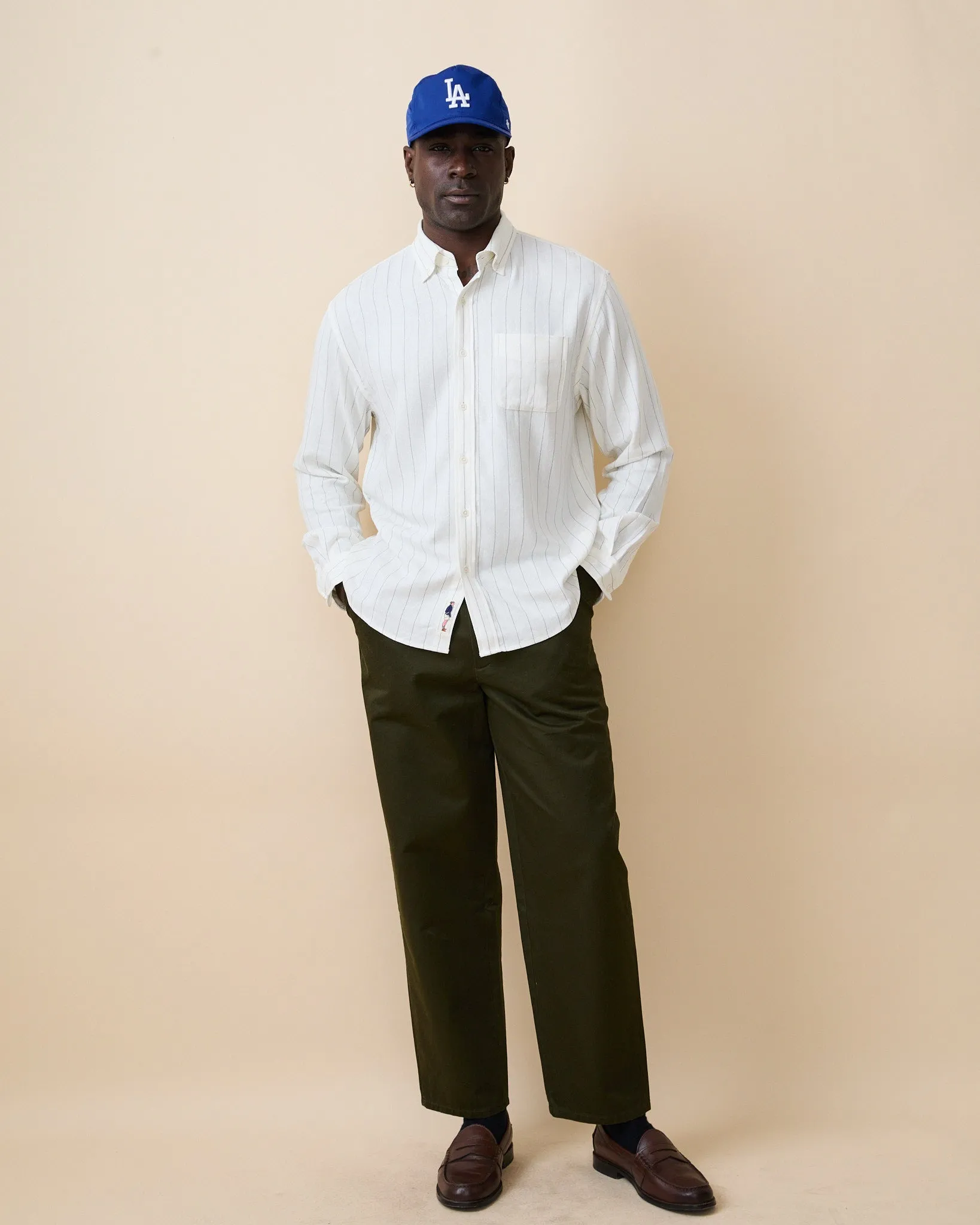 Men's Linen Oversized Shirt Cream Stripe sold by Rowing Blazers