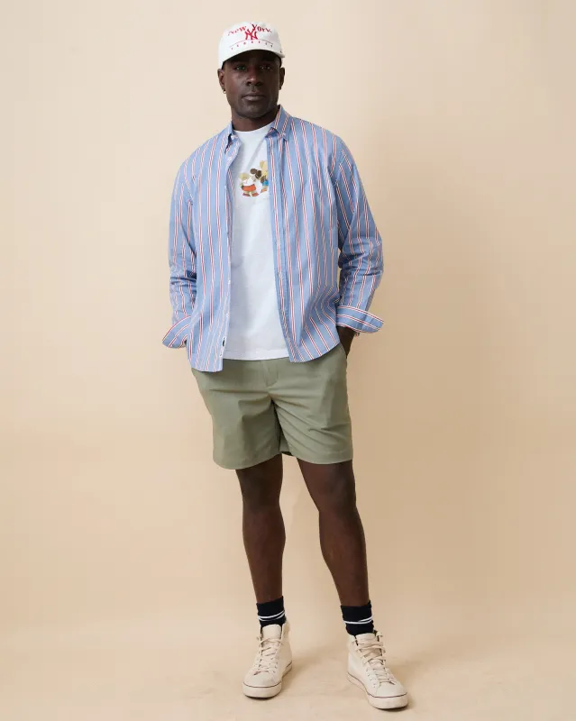Men's Cotton Running Stripe Shirt Blue made by Rowing Blazers