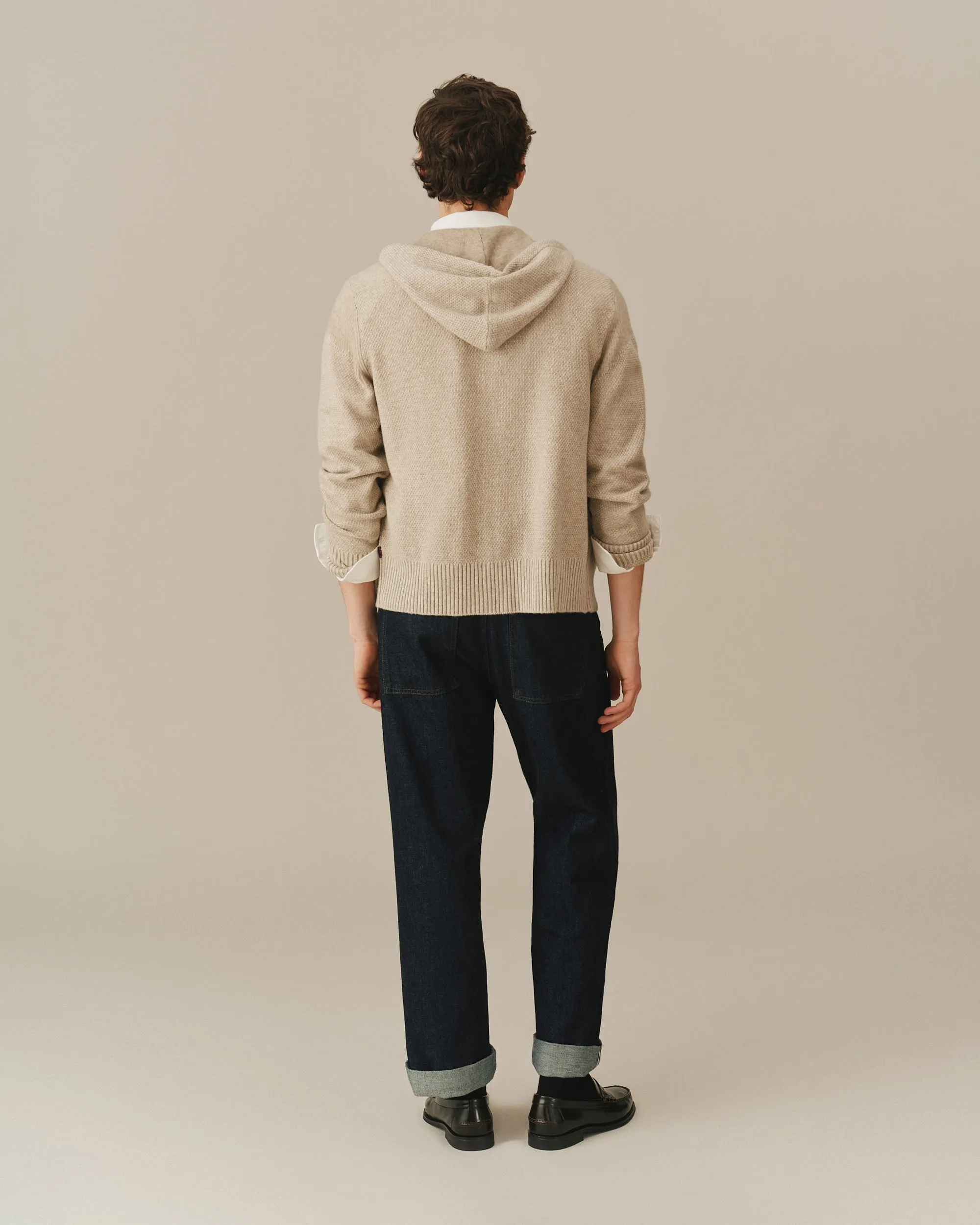 Men's Full Zip Cashmere Hoodie Beige sold by Rowing Blazers product image thumbnail 5