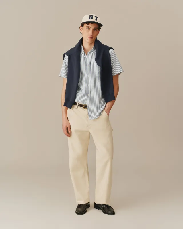 Men's Pastel Ribbon Shirt Blue And White Stripe made by Rowing Blazers
