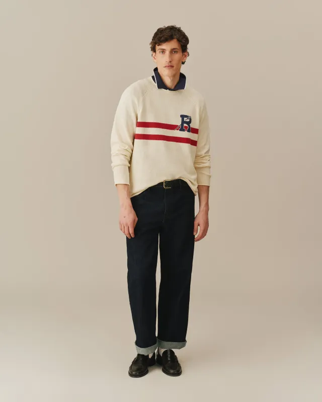 Men's Roll Edge Oar Sweater Cream made by Rowing Blazers