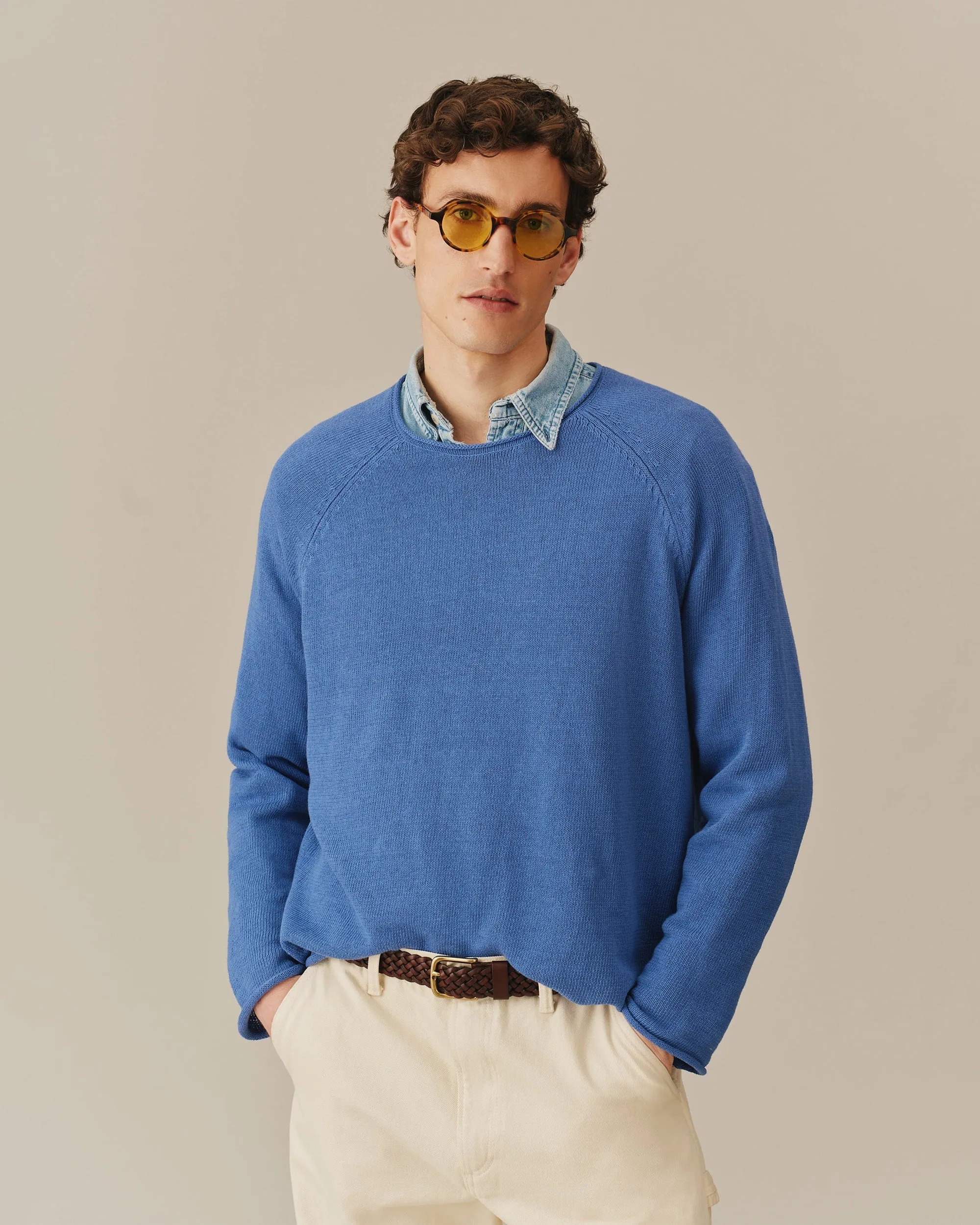 Roll Edge Sweater Blue sold by Rowing Blazers