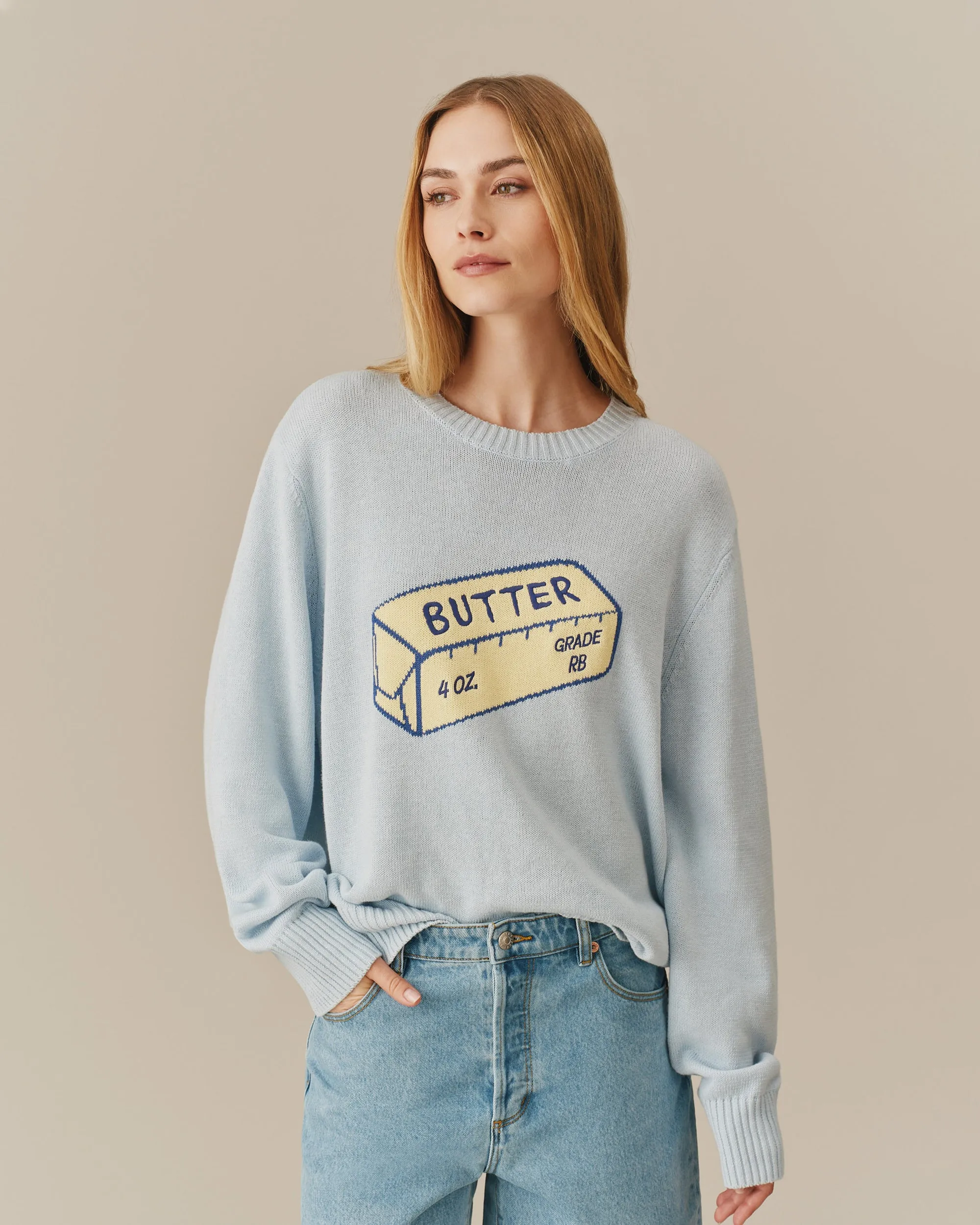 Cotton Linen Butter Sweater Blue sold by Rowing Blazers product image thumbnail 4