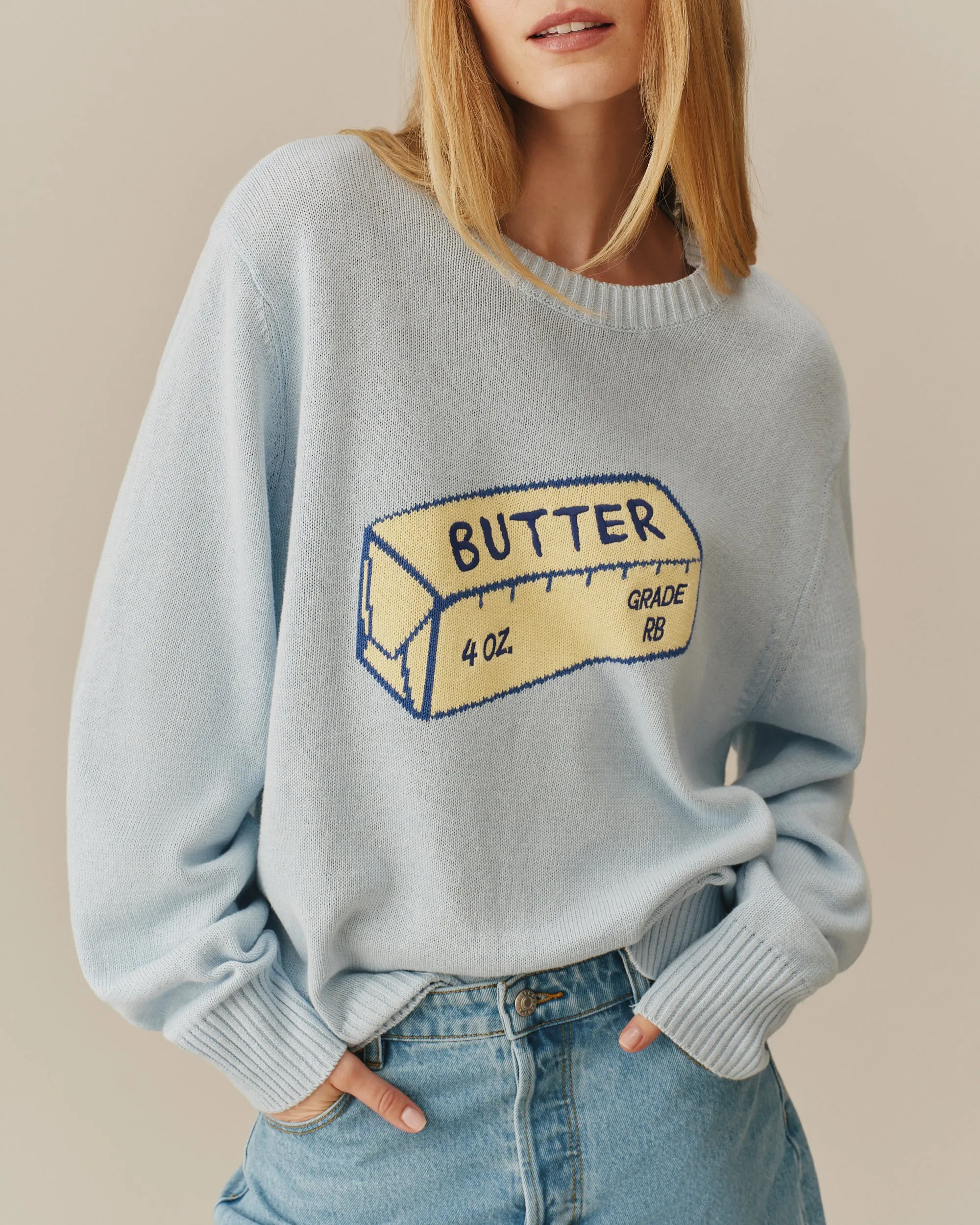 Cotton Linen Butter Sweater Blue sold by Rowing Blazers product image thumbnail 3