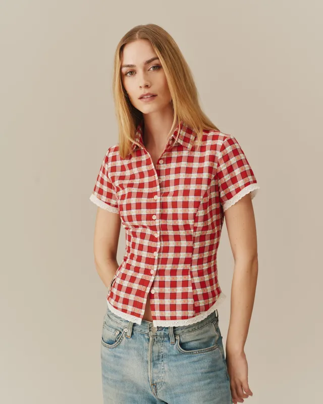 Women's Button Up Shirt Floral Gingham made by Rowing Blazers