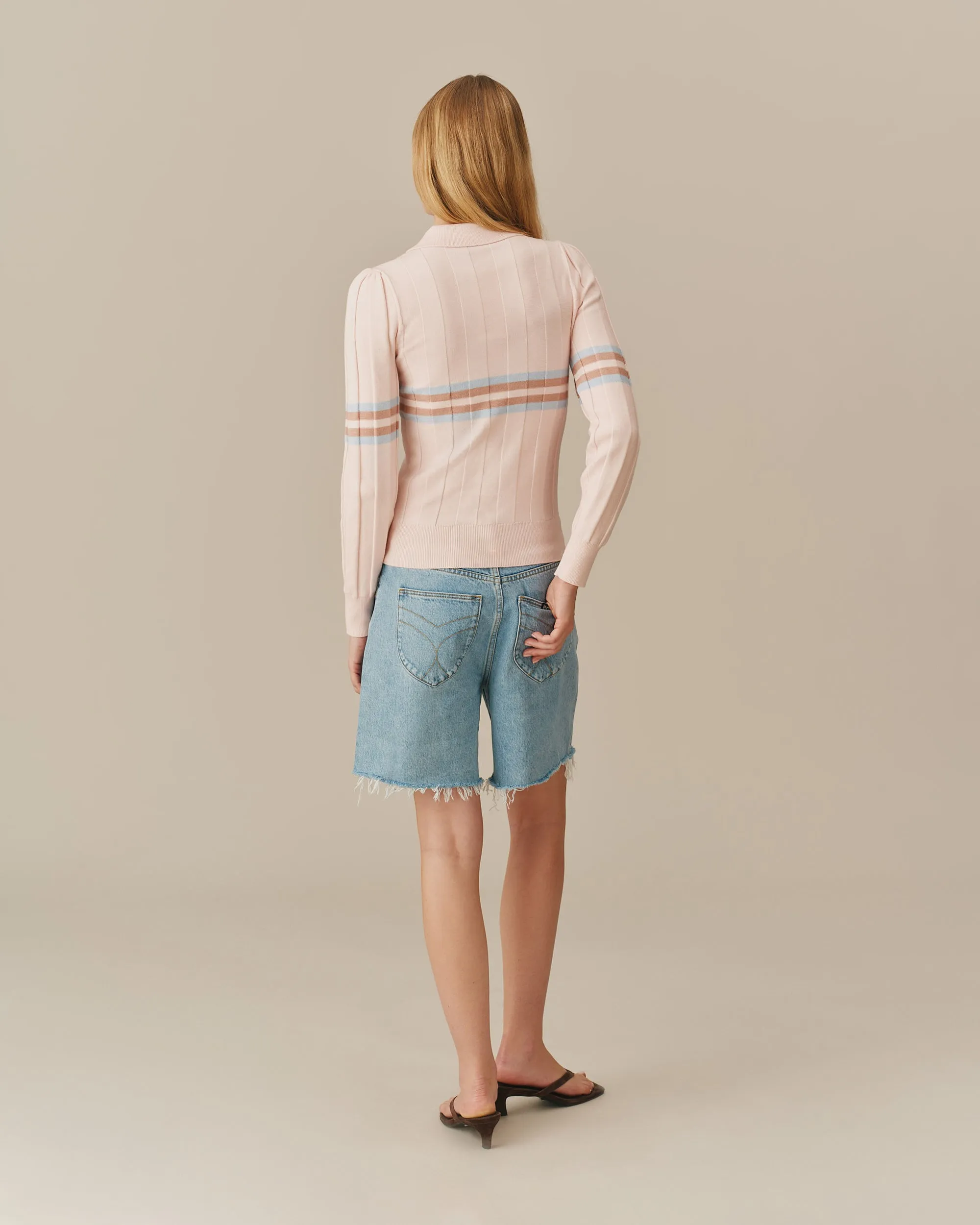 Women's Striped Sweater Polo Pink sold by Rowing Blazers product image thumbnail 3