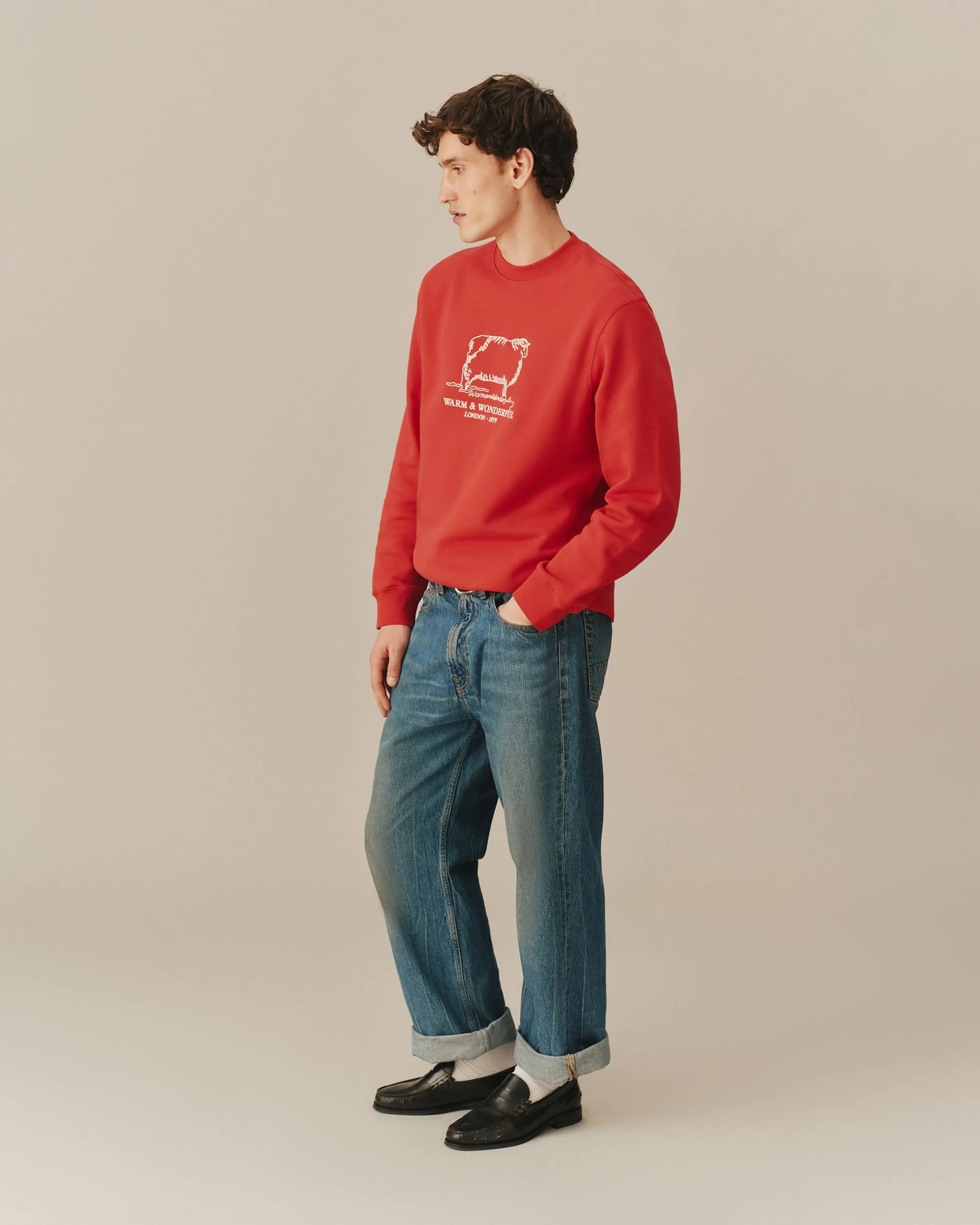 Warm & Wonderful Sheep Crewneck Red sold by Rowing Blazers product image thumbnail 3
