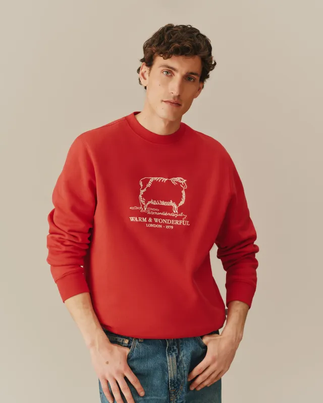 Warm & Wonderful Sheep Crewneck Red made by Rowing Blazers