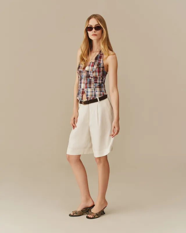 Women's Linen Tencel Bermuda Trouser Short White made by Rowing Blazers