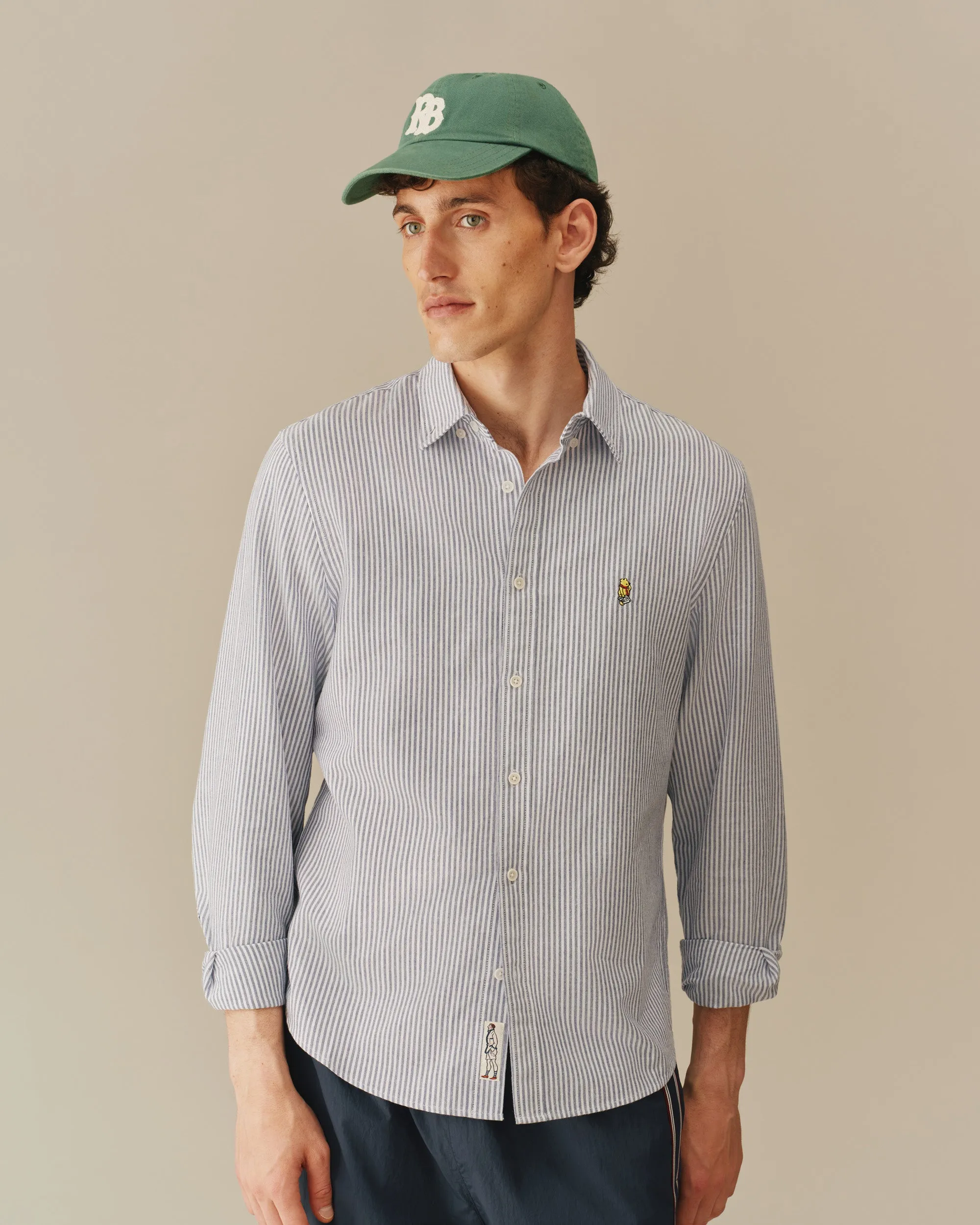 Men’s New Yorker Winnie-the-Pooh Oxford Shirt Navy& White sold by Rowing Blazers