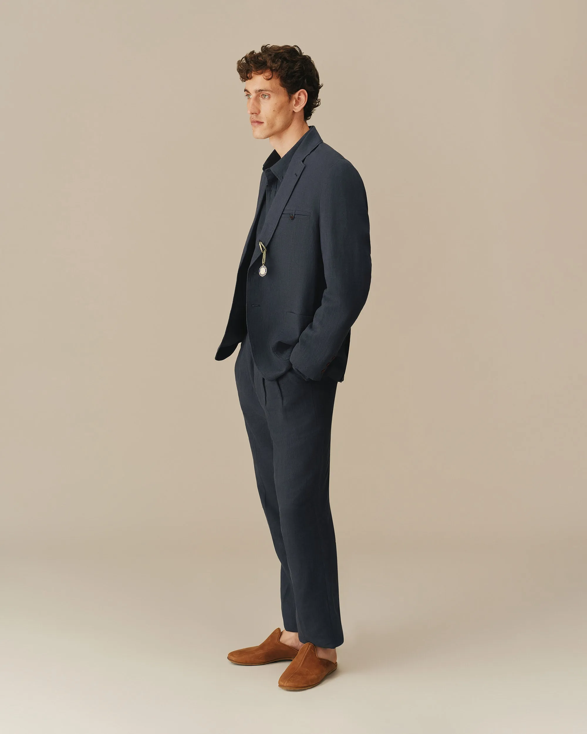 Men’s Welt Pocket Linen Blazer Navy sold by Rowing Blazers product image thumbnail 3
