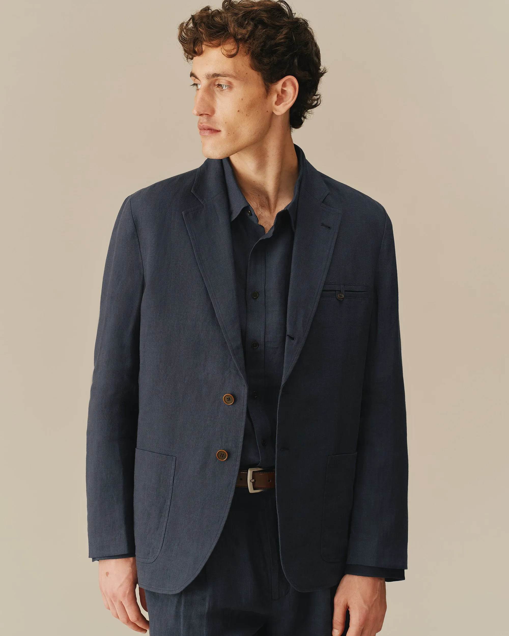 Men’s Welt Pocket Linen Blazer Navy sold by Rowing Blazers product image thumbnail 5