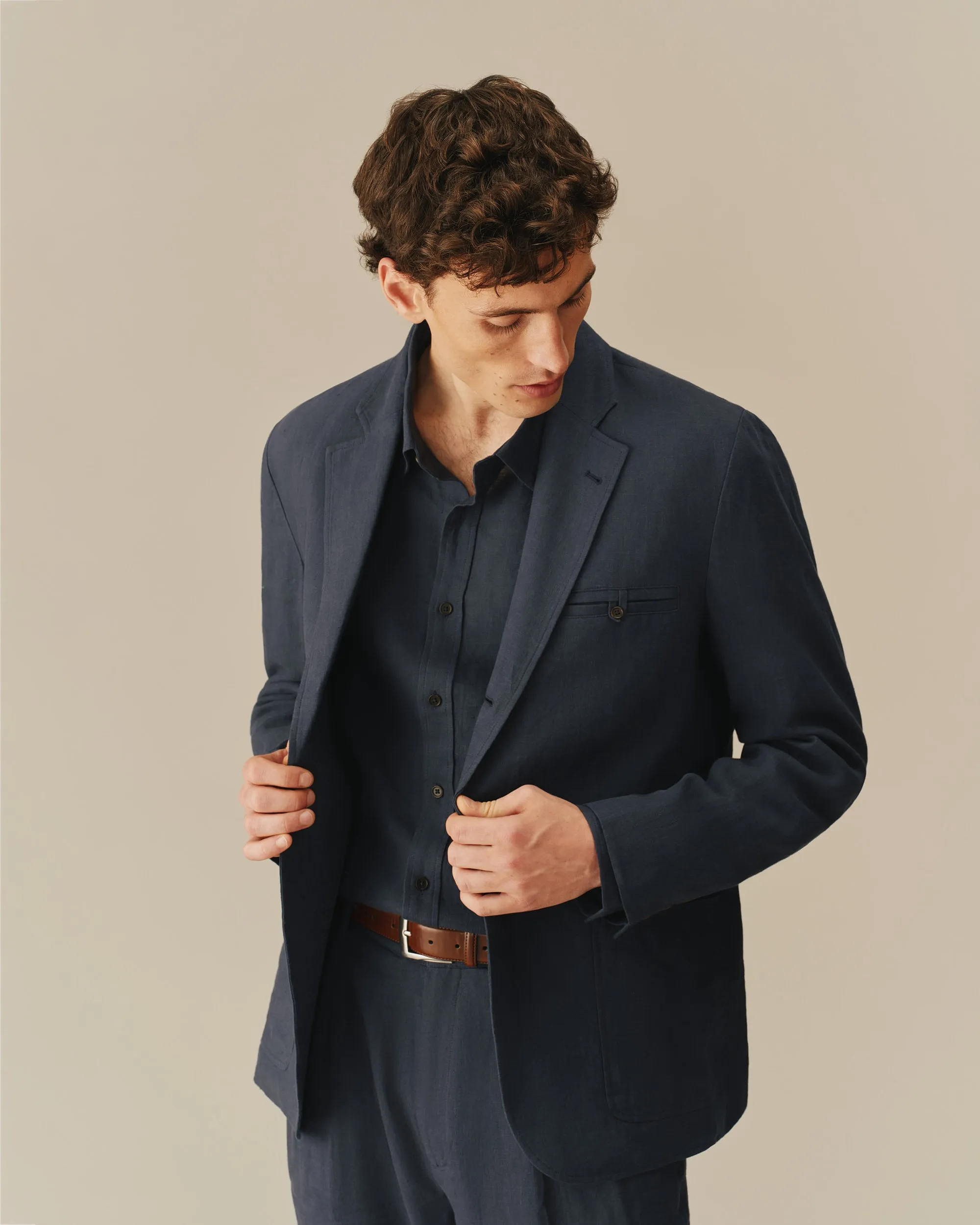 Men’s Welt Pocket Linen Blazer Navy sold by Rowing Blazers product image thumbnail 2