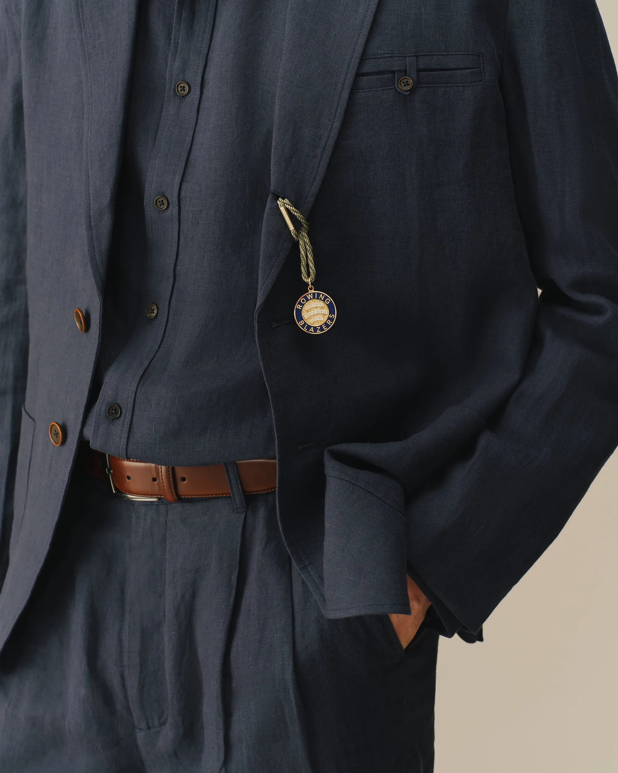 Men’s Welt Pocket Linen Blazer Navy sold by Rowing Blazers product image thumbnail 4