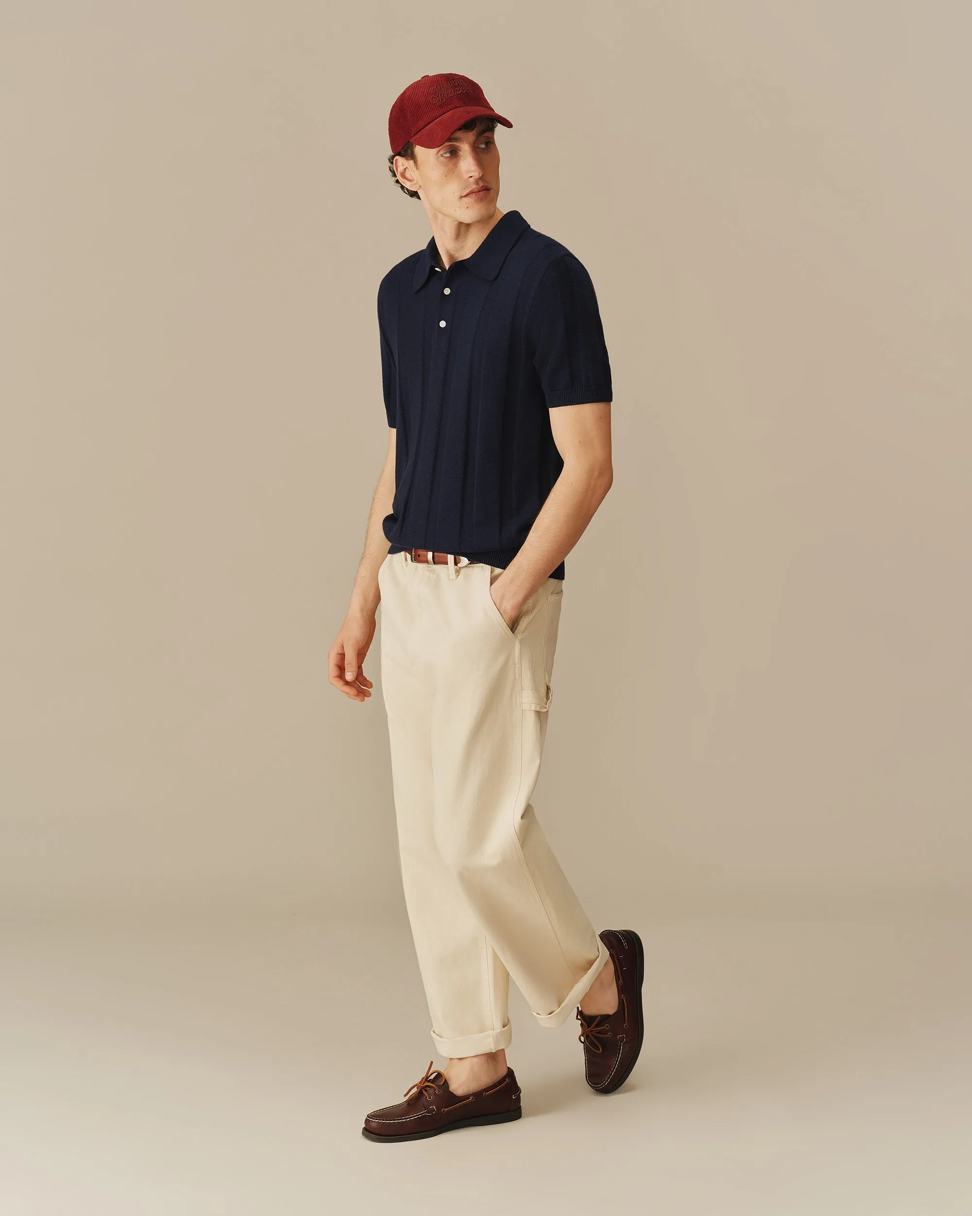 Men's Cotton Silk Sweater Polo Navy sold by Rowing Blazers product image thumbnail 4