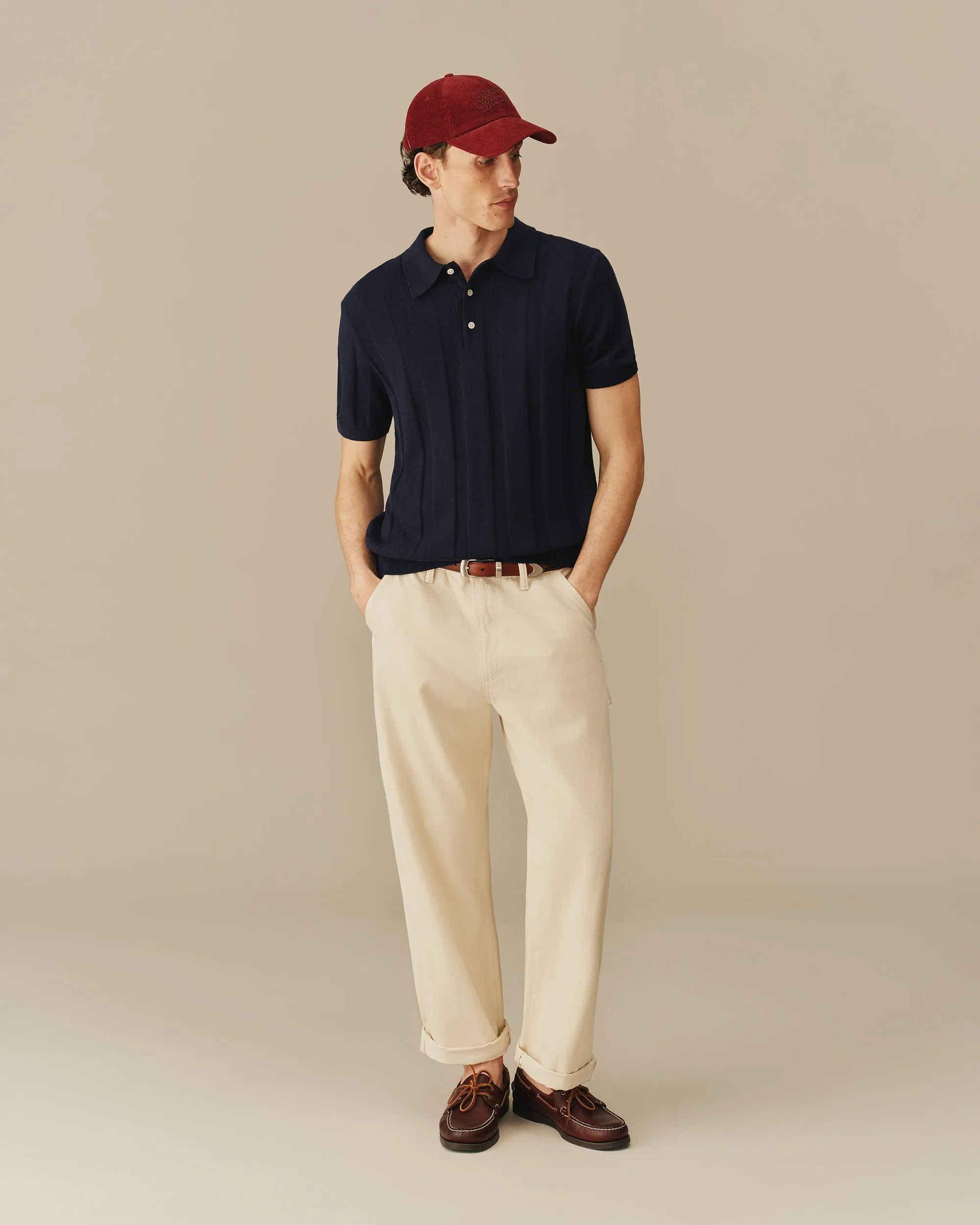 Men's Cotton Silk Sweater Polo Navy sold by Rowing Blazers product image thumbnail 2