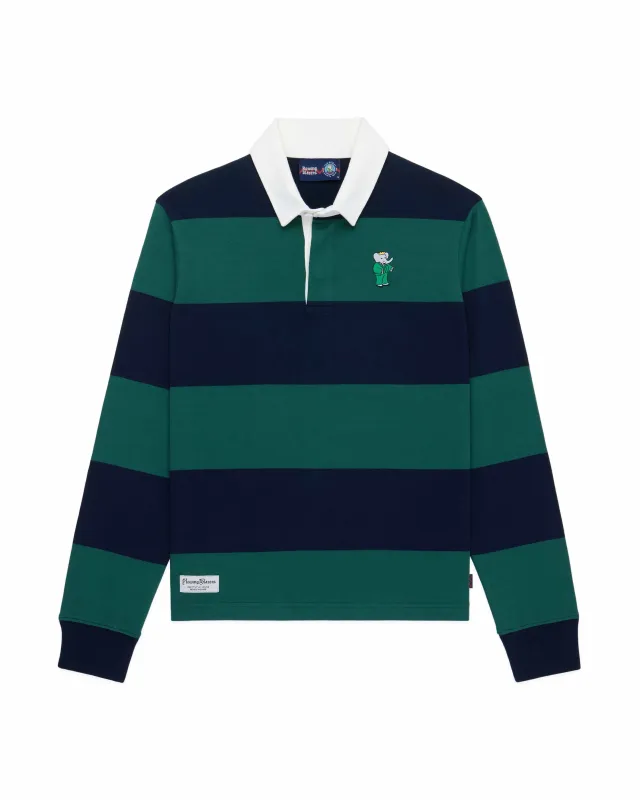 Men's Babar Cotton Rugby Navy Hunter Block Stripe made by Rowing Blazers