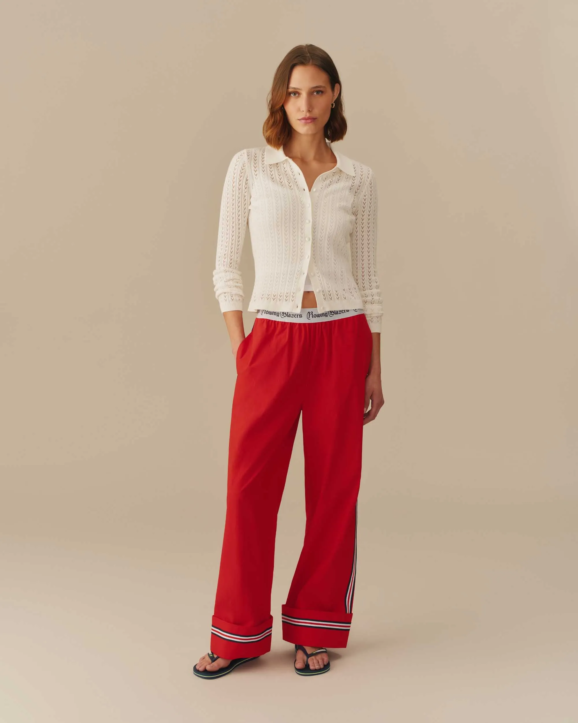 Lightweight Pointelle Cardigan White sold by Rowing Blazers product image thumbnail 4