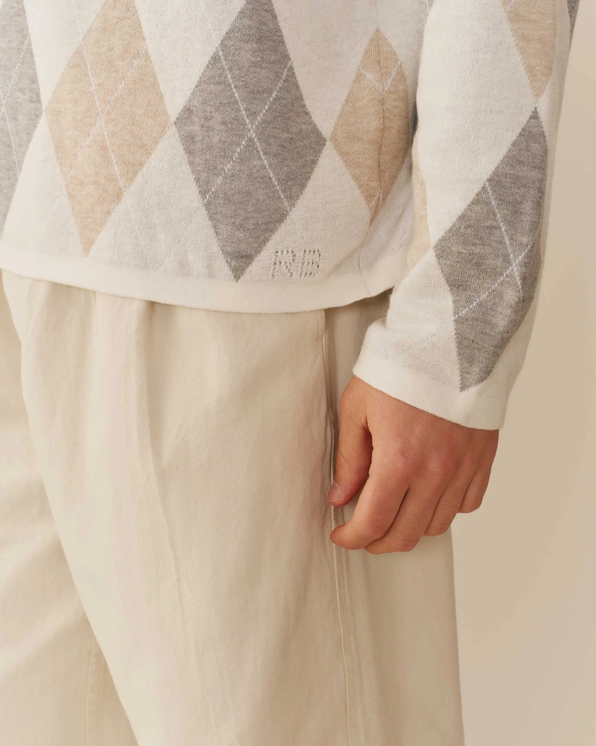 Linen Blend Lightweight Argyle Sweater Beige sold by Rowing Blazers product image thumbnail 3