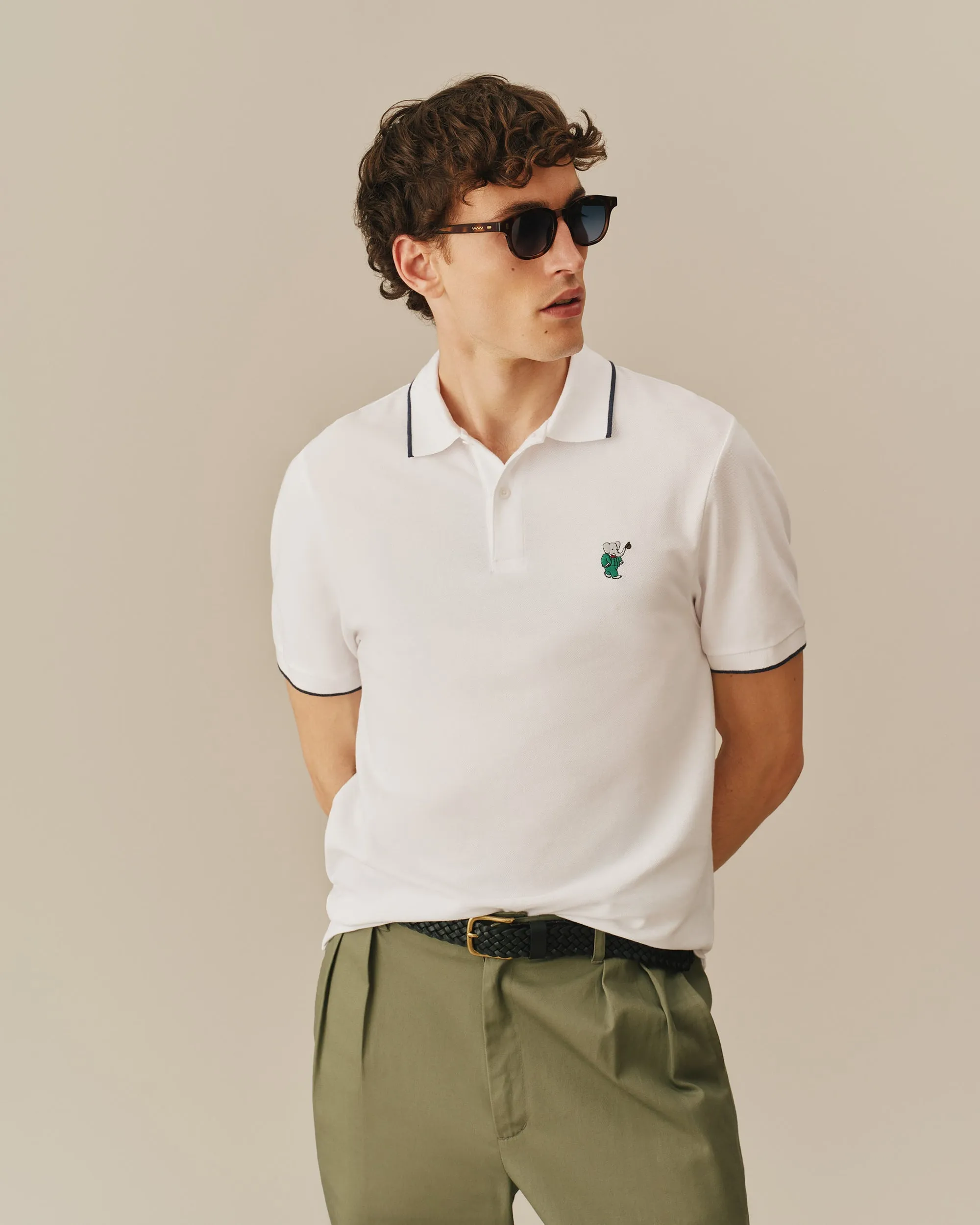 Men's Babar Pique Polo White sold by Rowing Blazers product image thumbnail 2