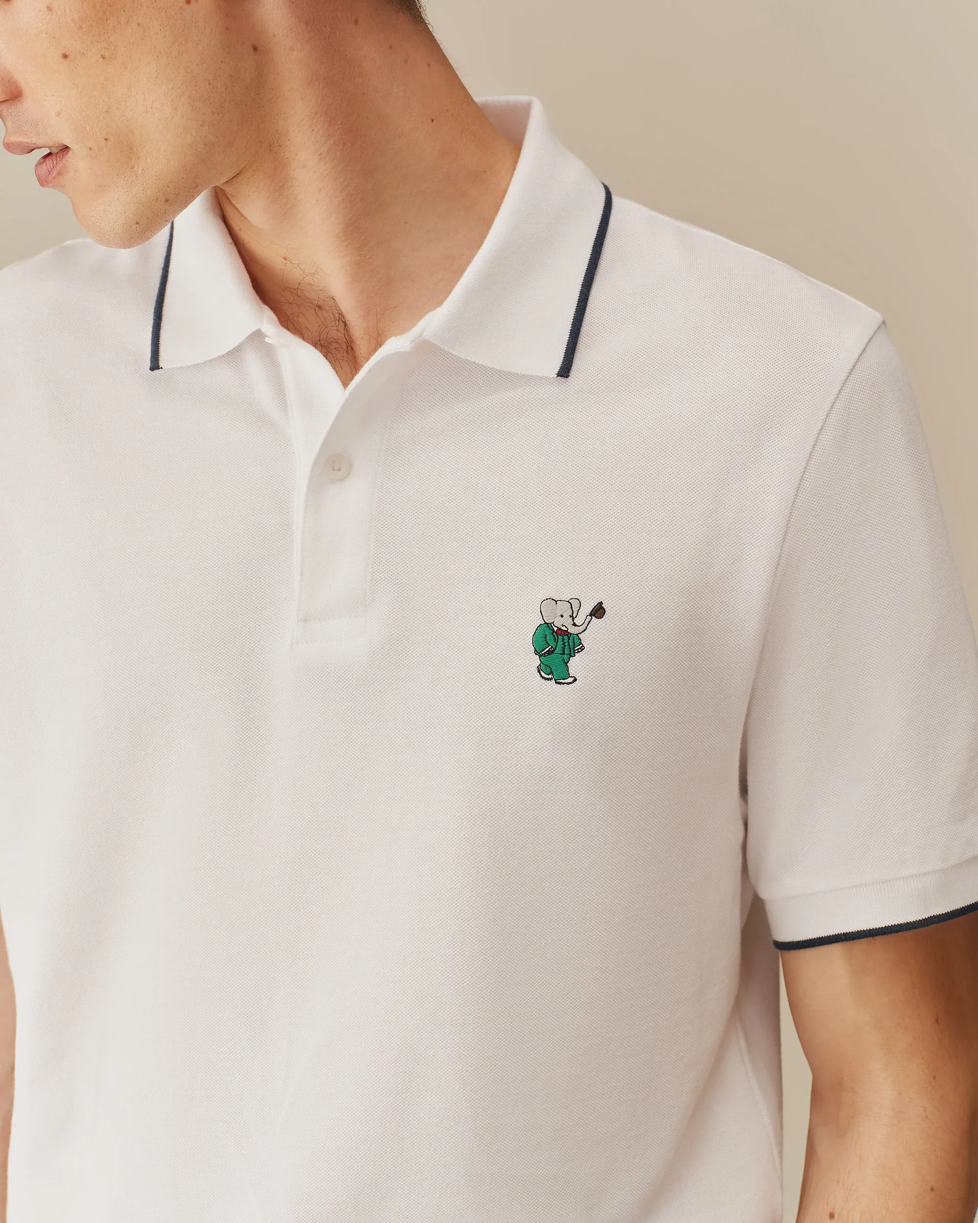 Men's Babar Pique Polo White sold by Rowing Blazers product image thumbnail 3