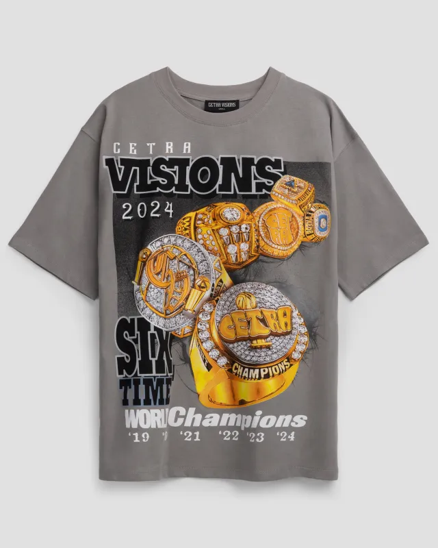 GREY CHAMPIONSHIP RINGS 19-24' T-SHIRT sold by Cetra Visions