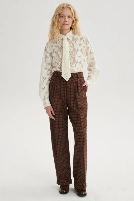 Miki High-Waist Pleated Wool Trousers sold by Le Petit Trou
