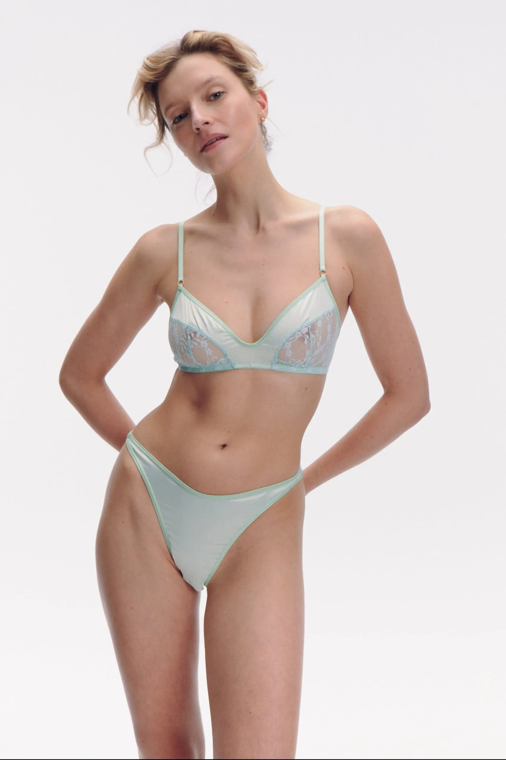 MENTHE low rise satin briefs sold by Le Petit Trou product image thumbnail 3