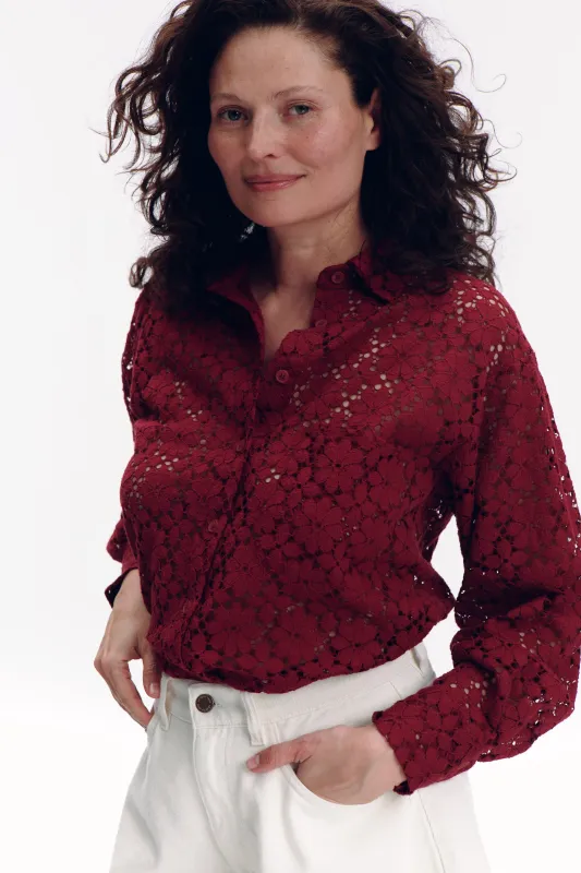 Alma Shirt - burgundy sold by Le Petit Trou