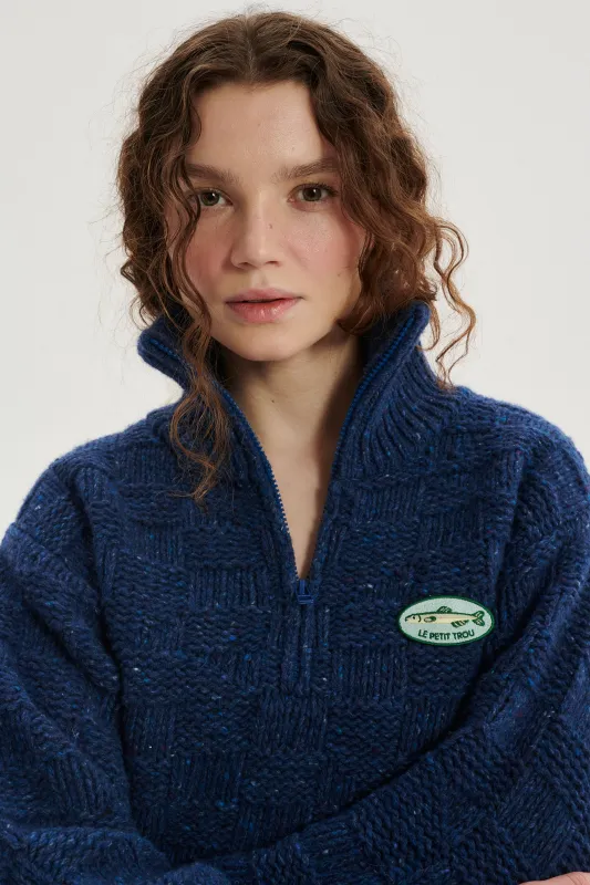 Alan Textured Wool Half-Zip Sweater sold by Le Petit Trou