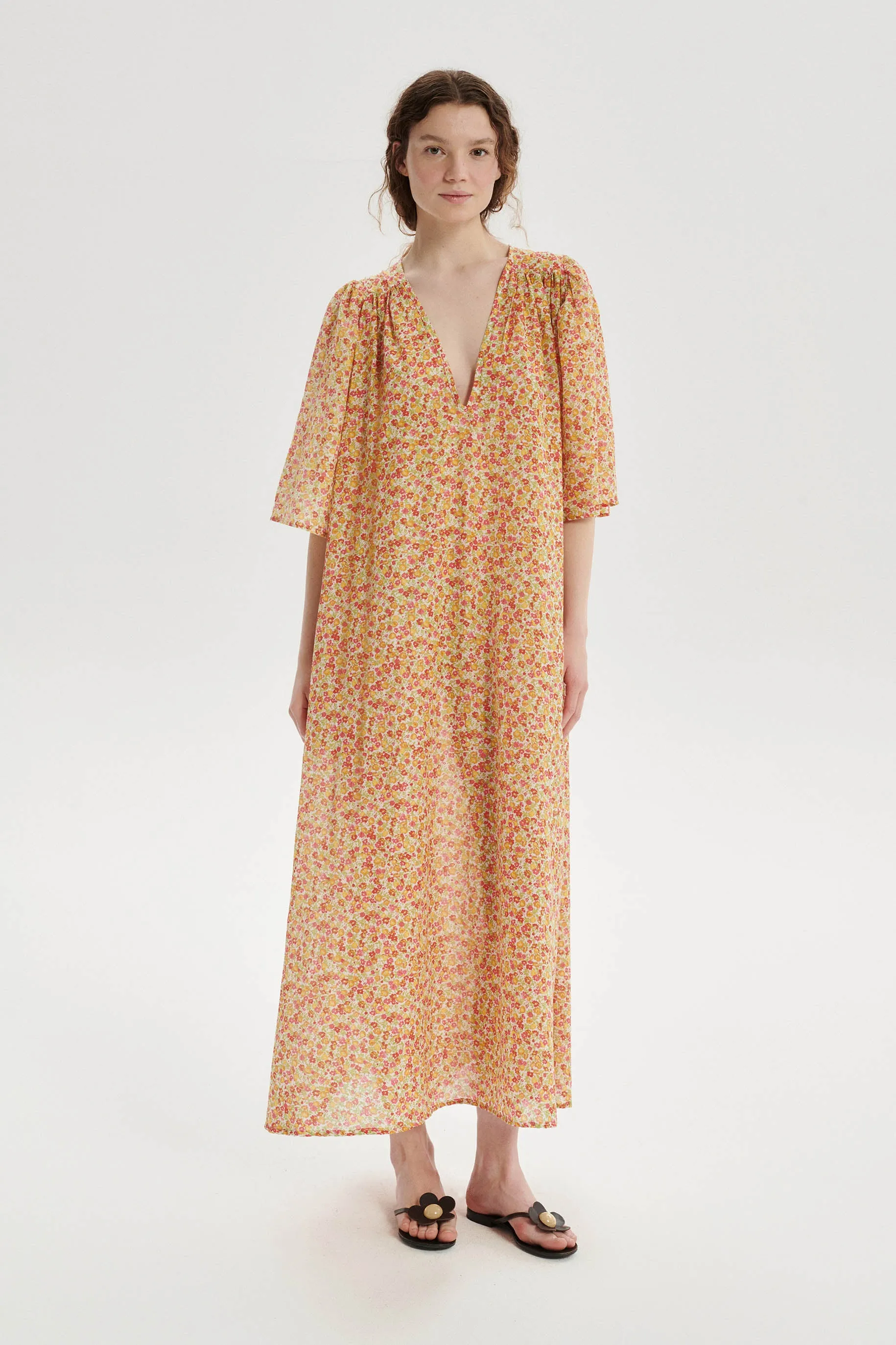 Lou Floral Cotton Dress - orange sold by Le Petit Trou product image thumbnail 3