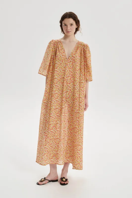 Lou Floral Cotton Dress - orange made by Le Petit Trou