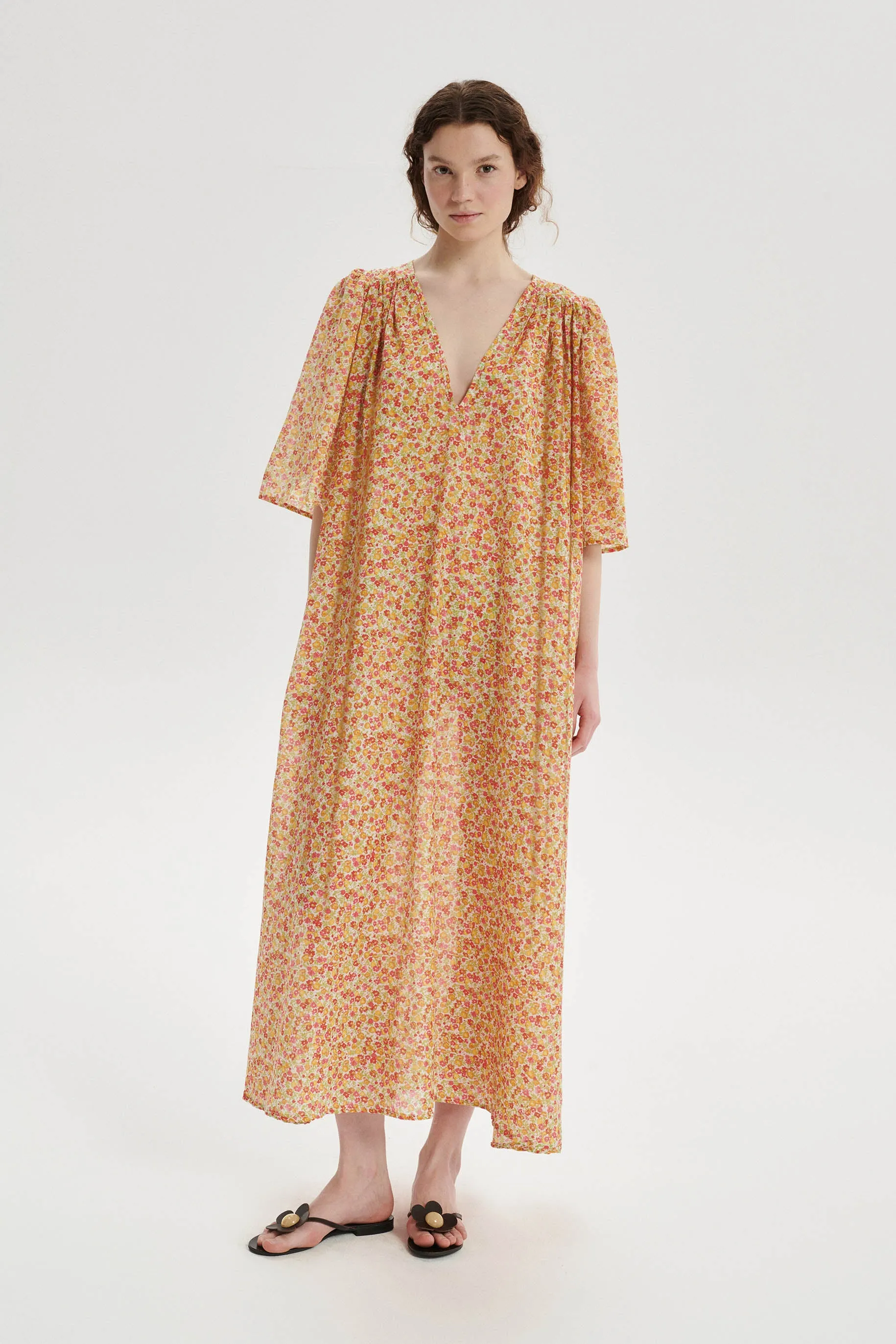 Lou Floral Cotton Dress - orange sold by Le Petit Trou