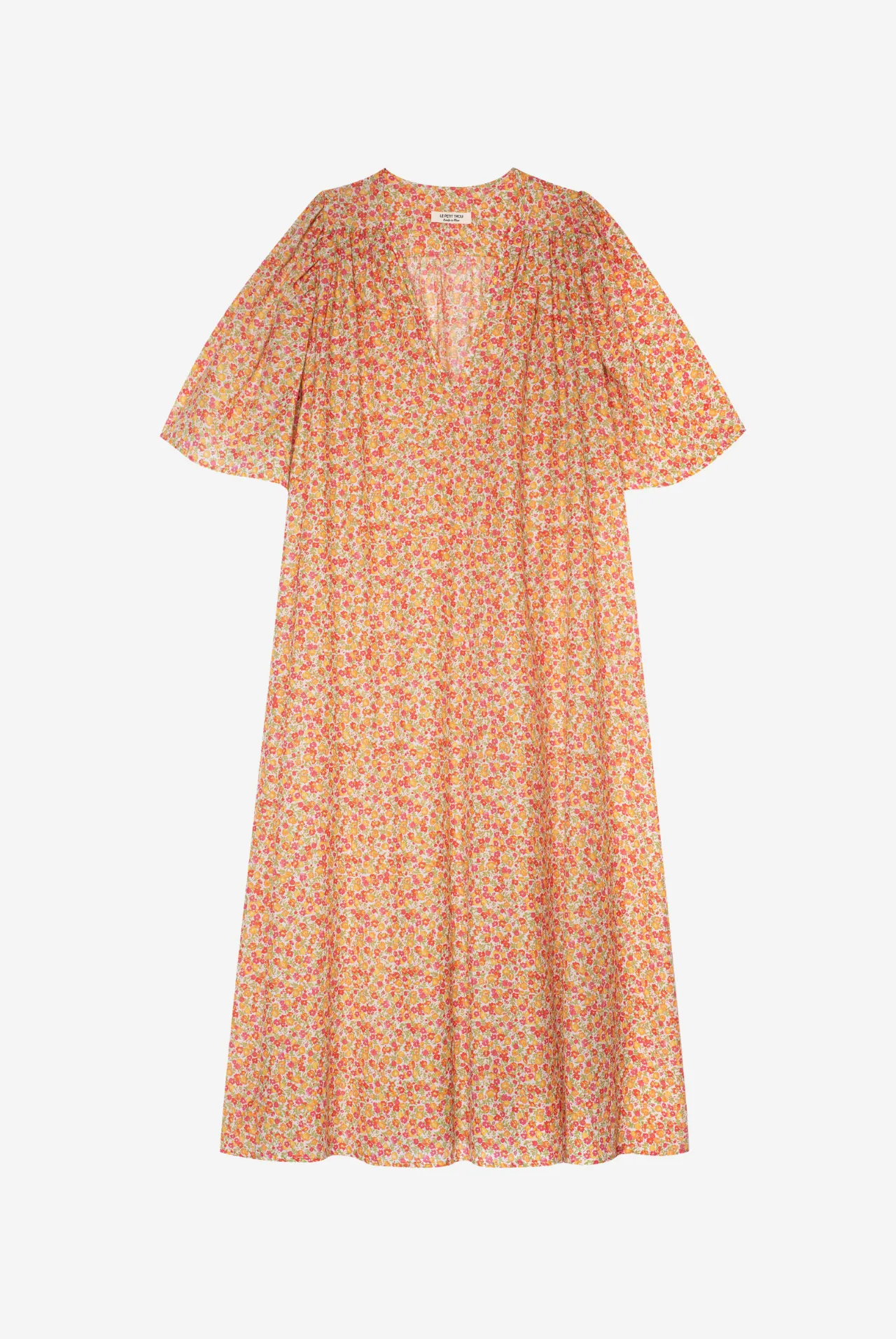 Lou Floral Cotton Dress - orange sold by Le Petit Trou product image thumbnail 2