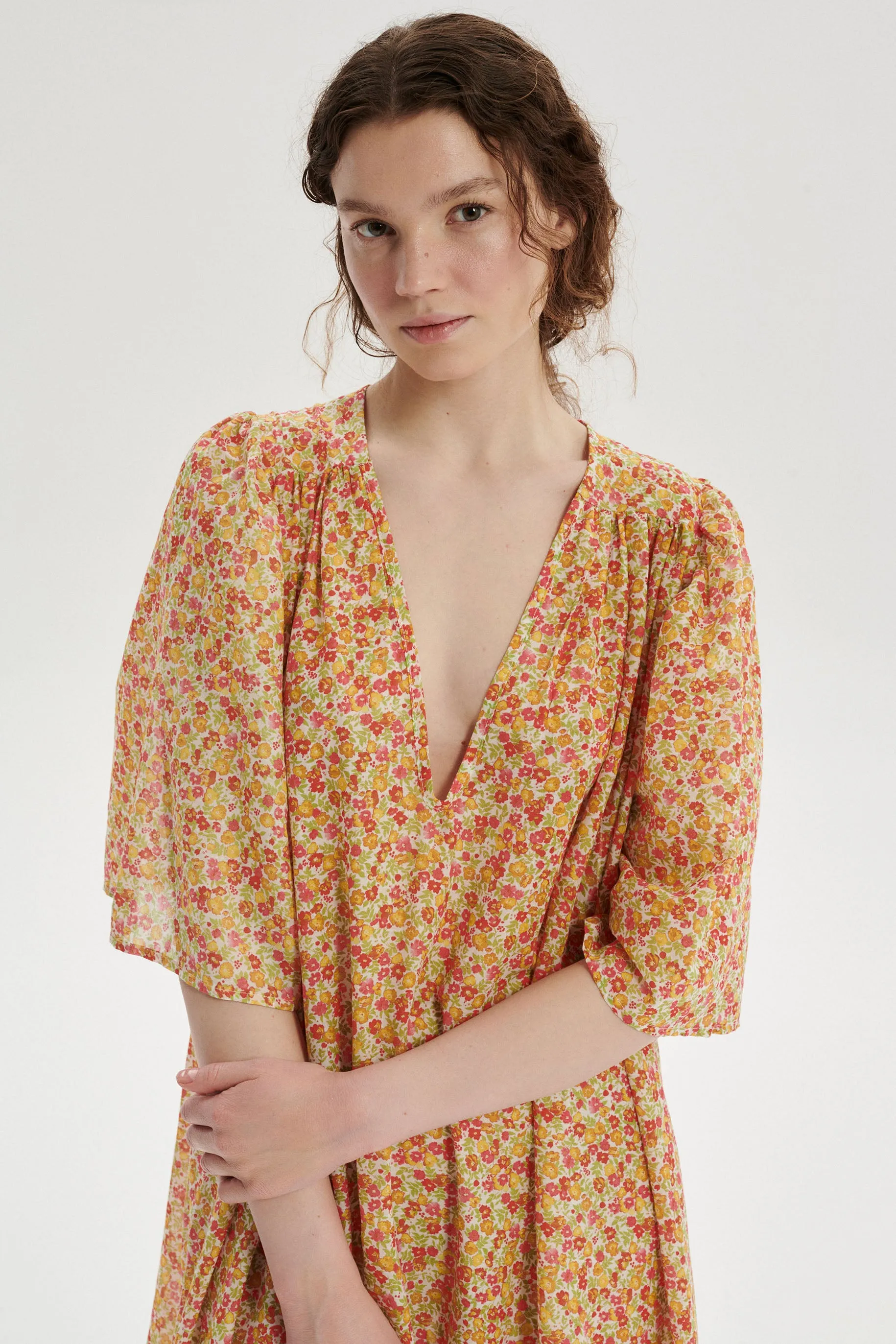 Lou Floral Cotton Dress - orange sold by Le Petit Trou product image thumbnail 5